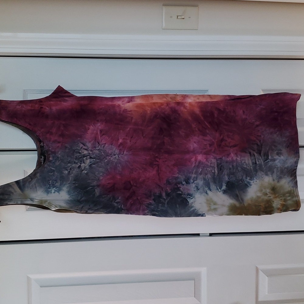 1X Black Cherry Tie Dye Tank Dress Plus size Stretch body con
